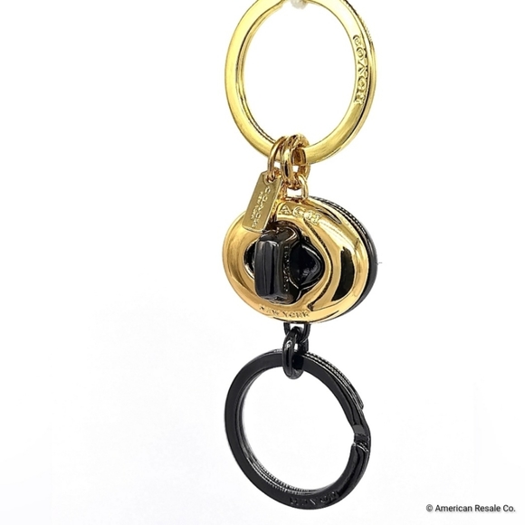 COACH Black and Gold Dual Keychain Fob Purse Charm